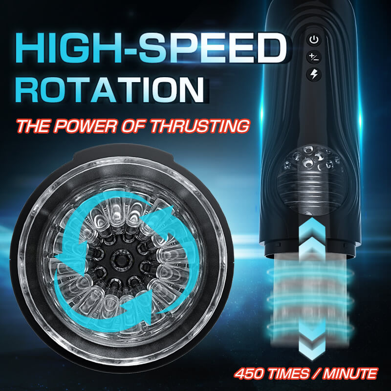 Nay One-click Lightning with 7 Thrusting 7 Vibrating Handsfree Masturbation Cup with Suction Base