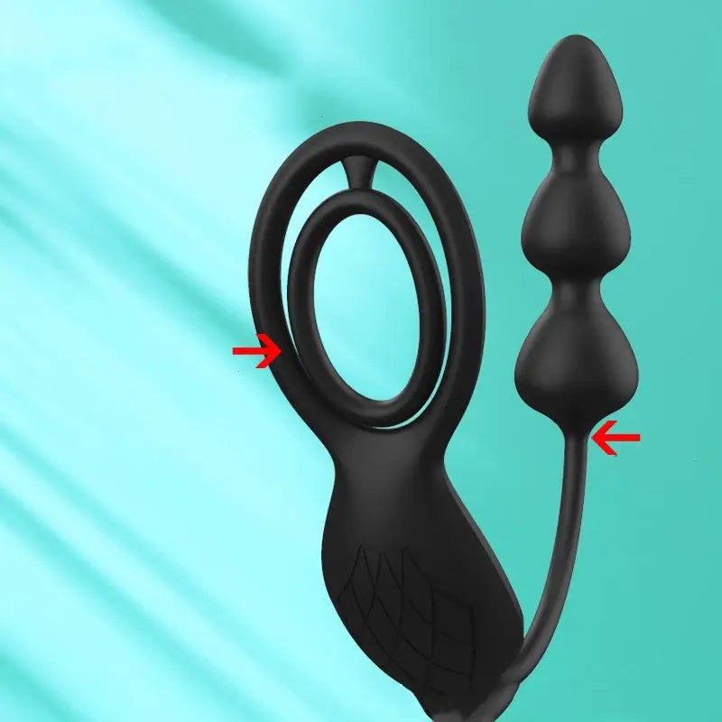 Neil C Vibrating Anal Beads with Cock Ring & Perineum Massager
