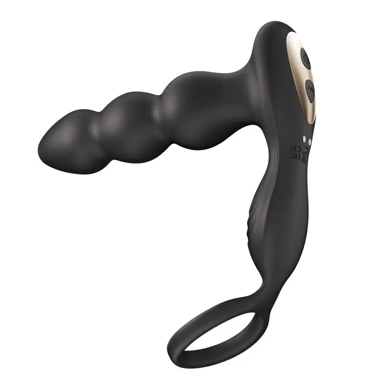 Olan 3 Progressive Beads Low Noise 10 Vibrating Prostate Massager Butt Plug with Cock Ring