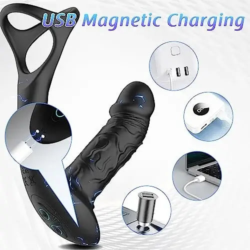 Papliss Wiggling Anal Dildo Massager C Vibration & Cock Ring