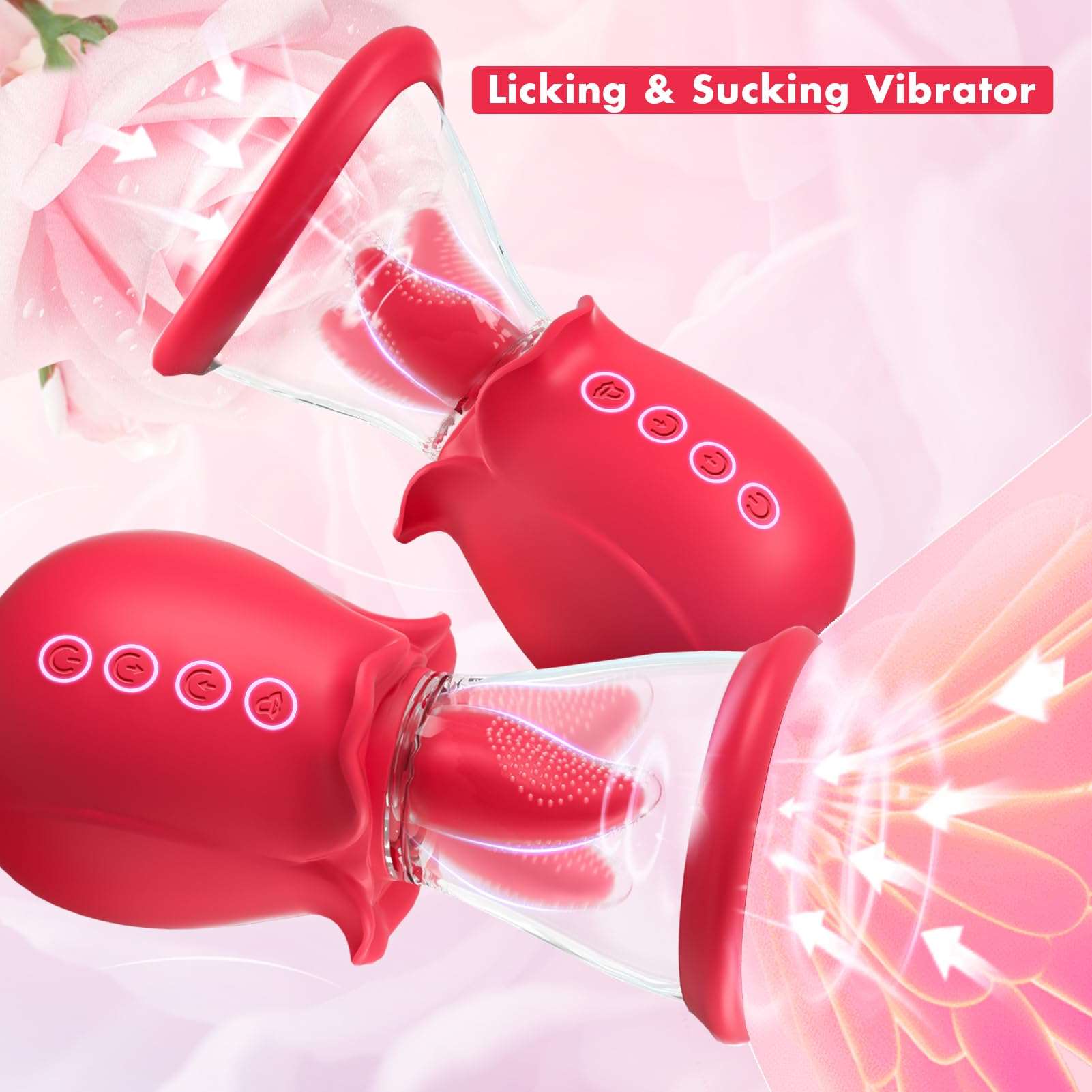 Aroselove - 3 in 1 Sucking &Licking Rose Vibrators