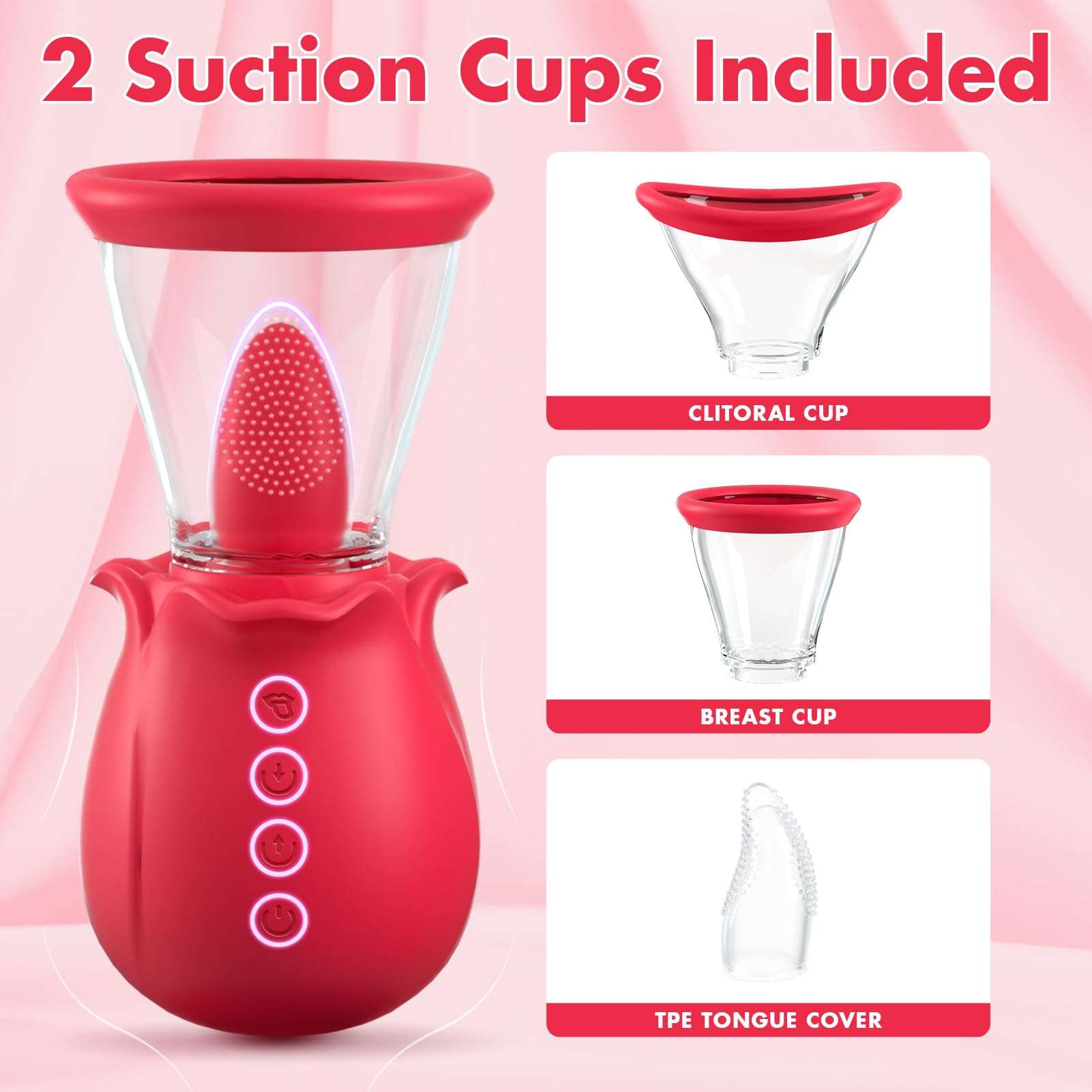 Aroselove - 3 in 1 Sucking &Licking Rose Vibrators