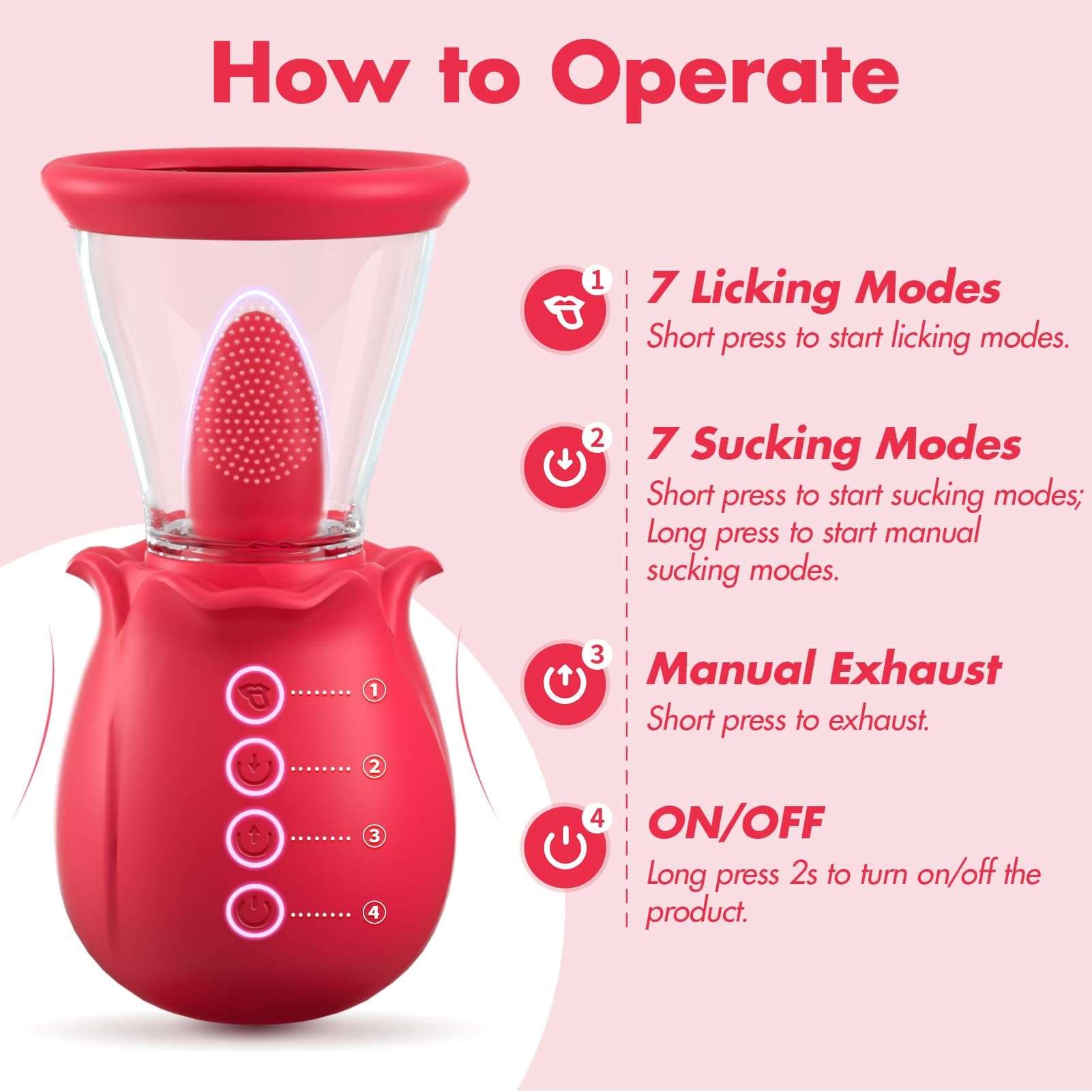 Aroselove - 3 in 1 Sucking &Licking Rose Vibrators