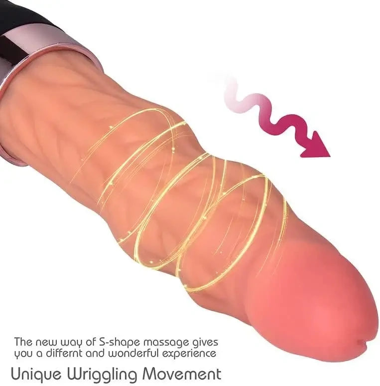 Riley 7 Wriggling Quiet 9 Vibrating Heating Vaginal Anal Vibrator Lifelike Dildo 9.65 Inch