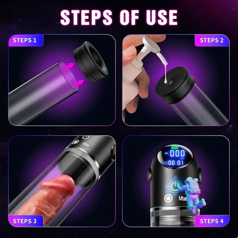 Rocco-Newest version Automatic Penis Pump with 4 Suction Modes for Enlargement