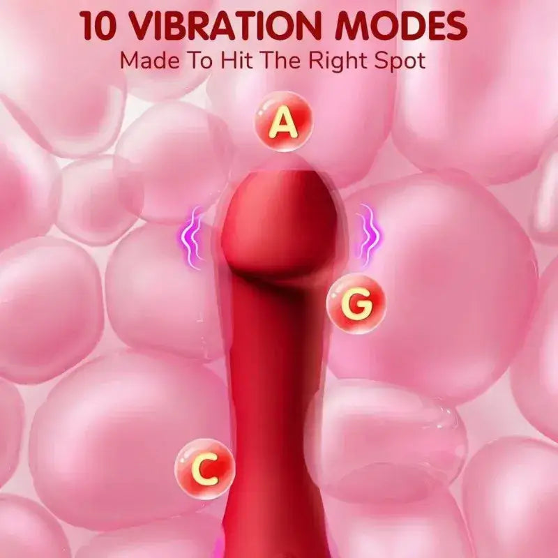 Rose Vibrator 7 Thrusting Telescopic Dildo Mouth 5 Tongue Licking Nipple Clitoris Stimulator Vaginal Vibratior