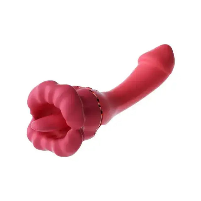 Rose Vibrator 7 Thrusting Telescopic Dildo Mouth 5 Tongue Licking Nipple Clitoris Stimulator Vaginal Vibratior