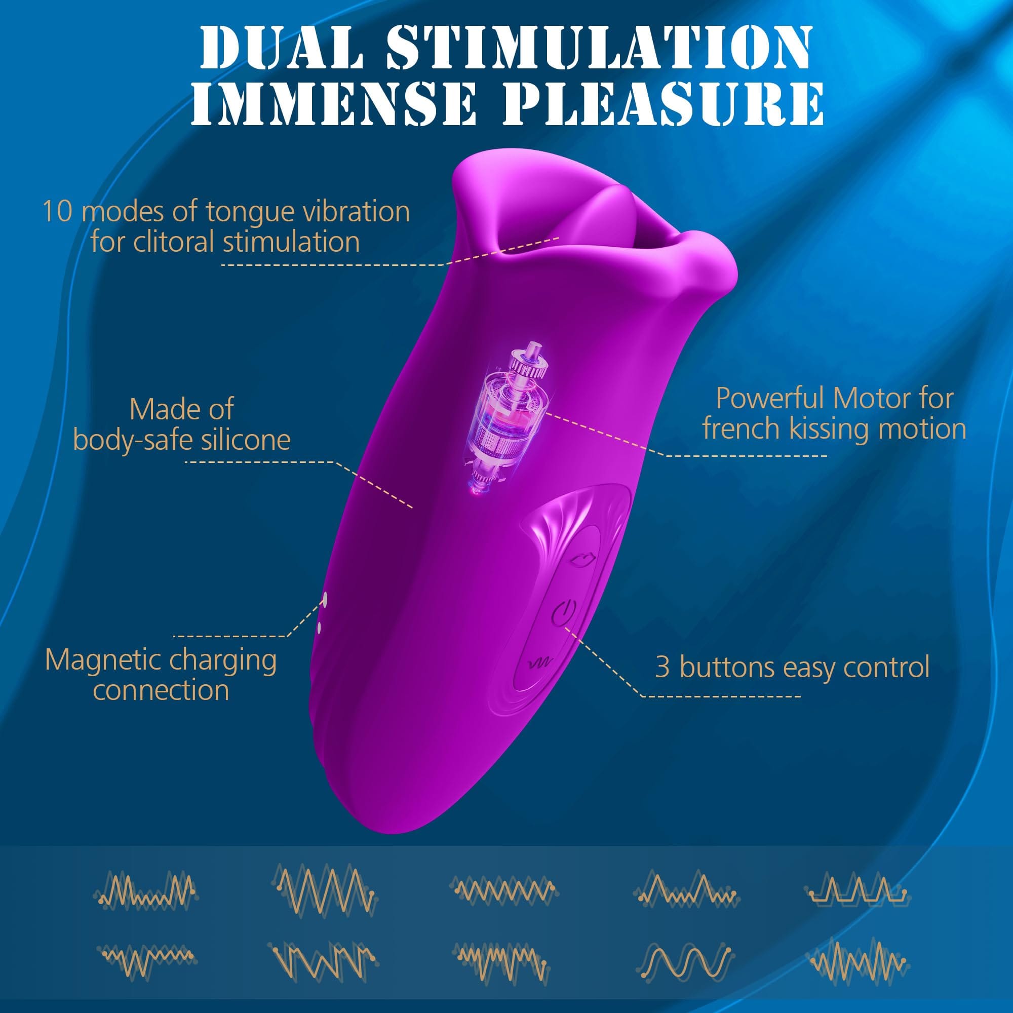 Aroselove - Rose Kiss 10 Biting & 10 Vibrating Modes Stimulate Nipple Clitoral Women Vibrator - Aroselove