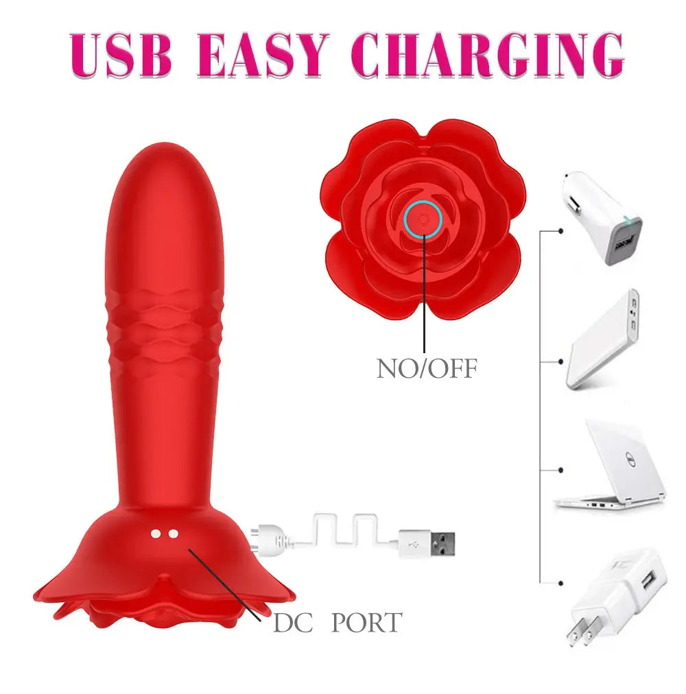 Rosita C Remote Control Rose Thrusting Vibrating Anal Plug