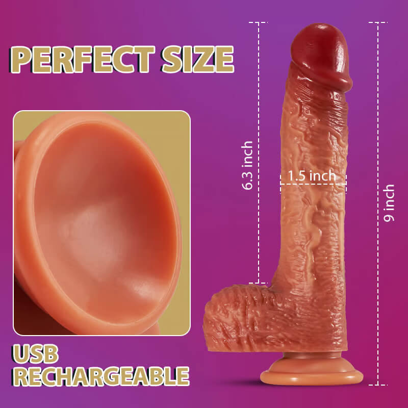 SINGER 3 IN 1 Realistic Non-sticky Blush Dildo 9 INCH