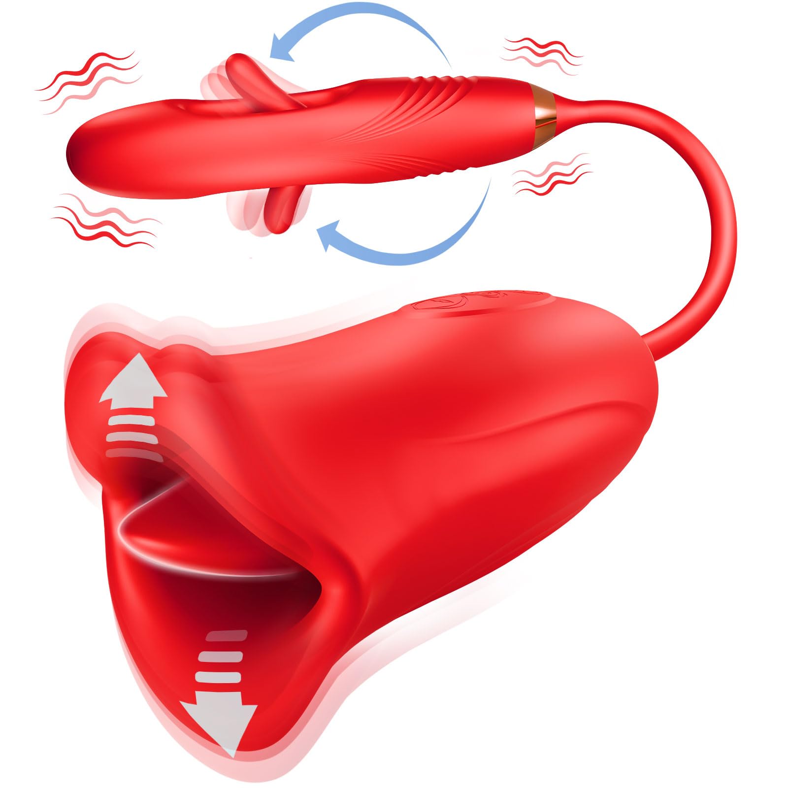 Aroselove - Rose Muncher Lip Tongue Suction Vibrator With Patting Dildo Vibrator - Aroselove