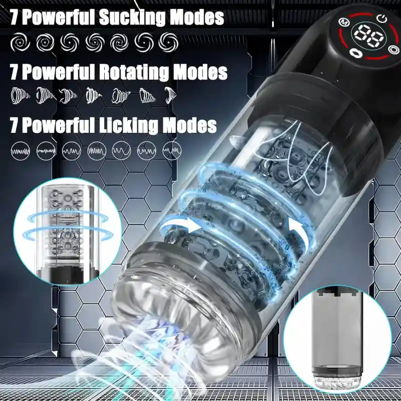 Seductive Succubus 7 Rotating 7 Sucking Lcd Display Pumps & Enlargers Automatic Male Masturbator