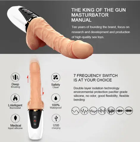 Sex Machine 6.38 IN Thrusting Dildo Vibrator with Heating for G-Spot & Anal Play