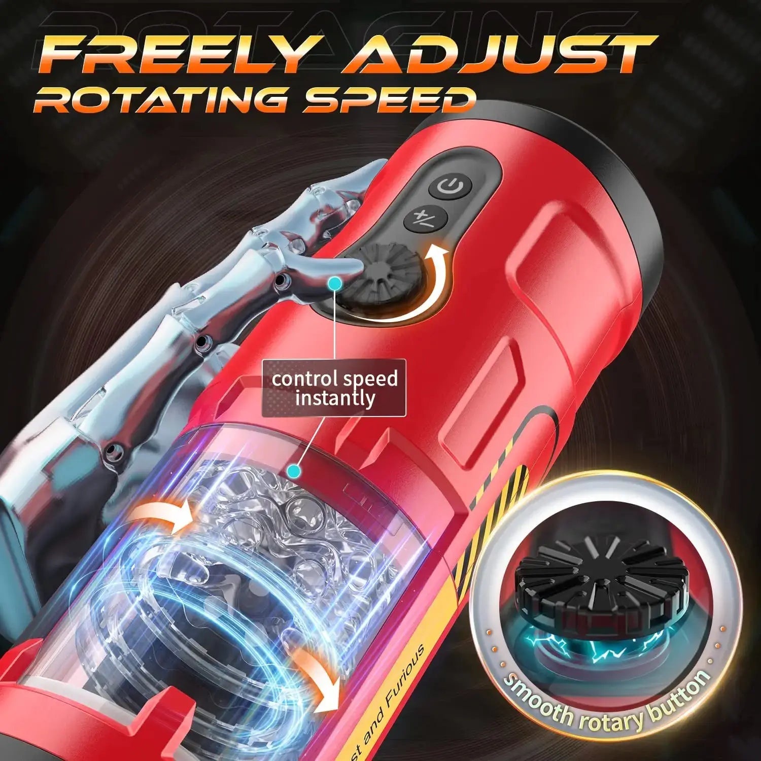 PAPLISS Stepless Adjusting Thrusting Rotating Male Masturbator with Visible Channel