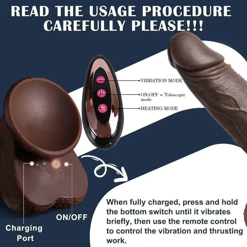 THANOS – Heating 7 Thrusting 10 Vibrating Dildo Vaginal Anal Sex Fun 9.05 in