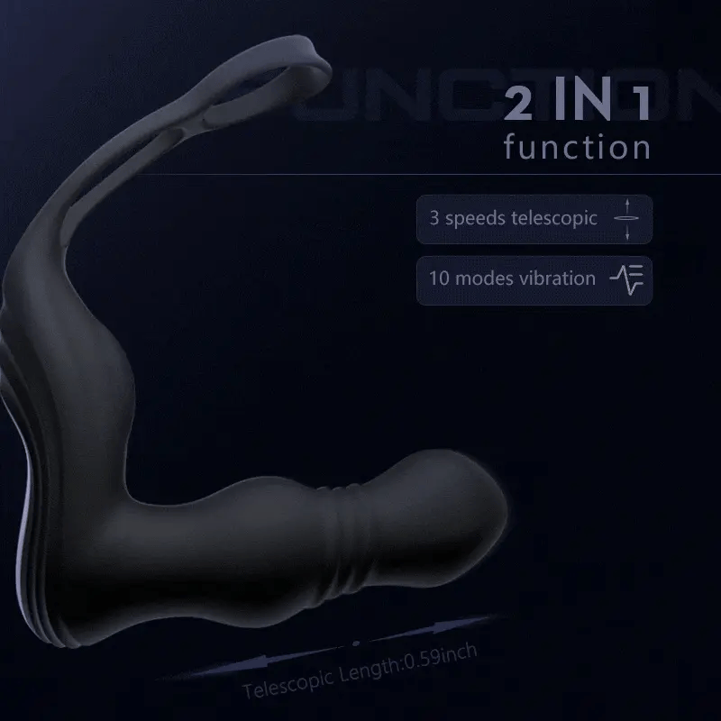 THOR 3 Thrusting 10 Vibrating Dual Cock Rings Prostate Massager