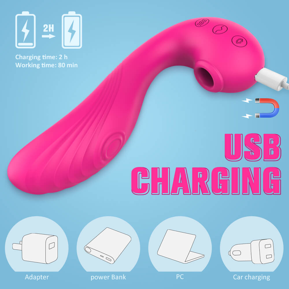 TRIPLE AROUSAL 10 Vibrating 5 Flapping Sucking Clitoral Licking and G Spot Vibrator