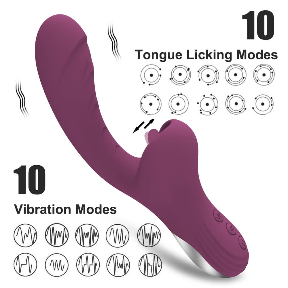 Tongue Licking Dildo Vibrators With 10 Licking & Vibrating Pleasure Clit Clitoris Stimulator