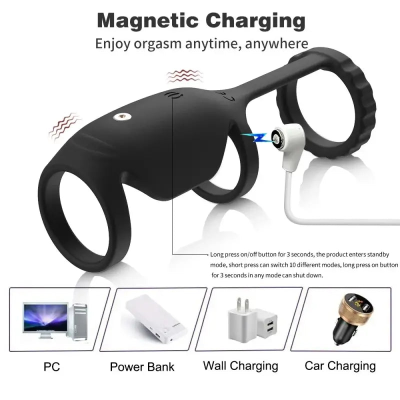 Triple Ring 10 Vibration Couples Use Silicone Material Vibrating Cock Ring