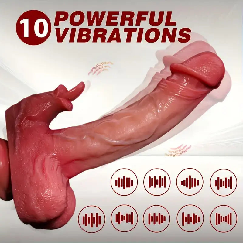 UPGRADED 10.43 In Longer Licking Heating Thrusting Swinging Lifelike Dildo