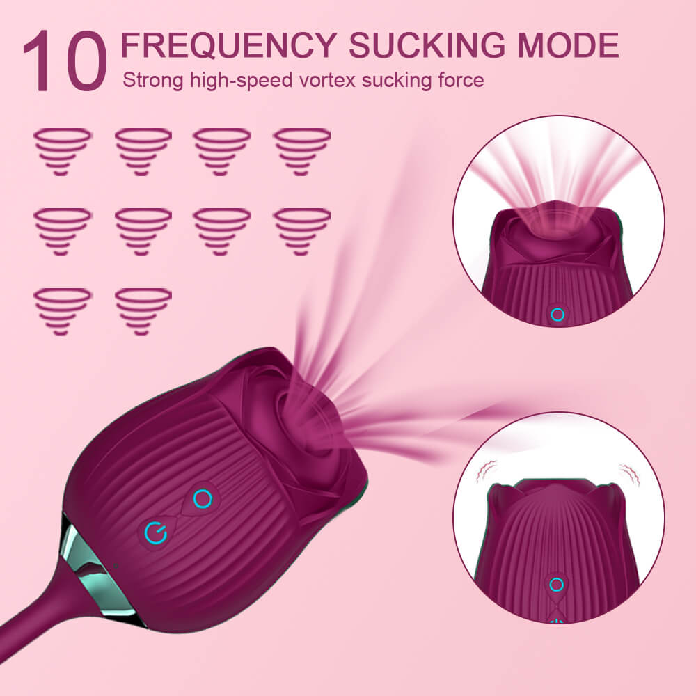Vibrating Rose Clit Sucker with Wiggle Finger Vibrator S5
