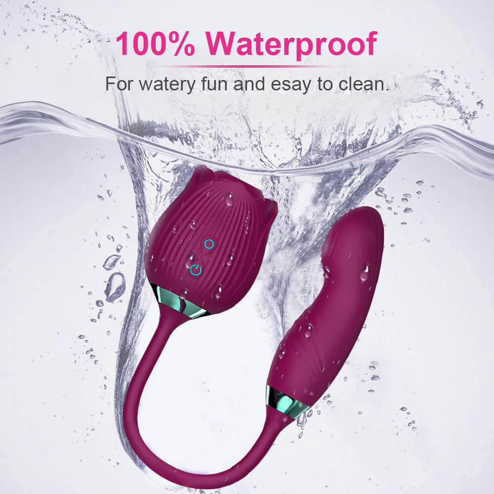 Vibrating Rose Clit Sucker with Wiggle Finger Vibrator S5