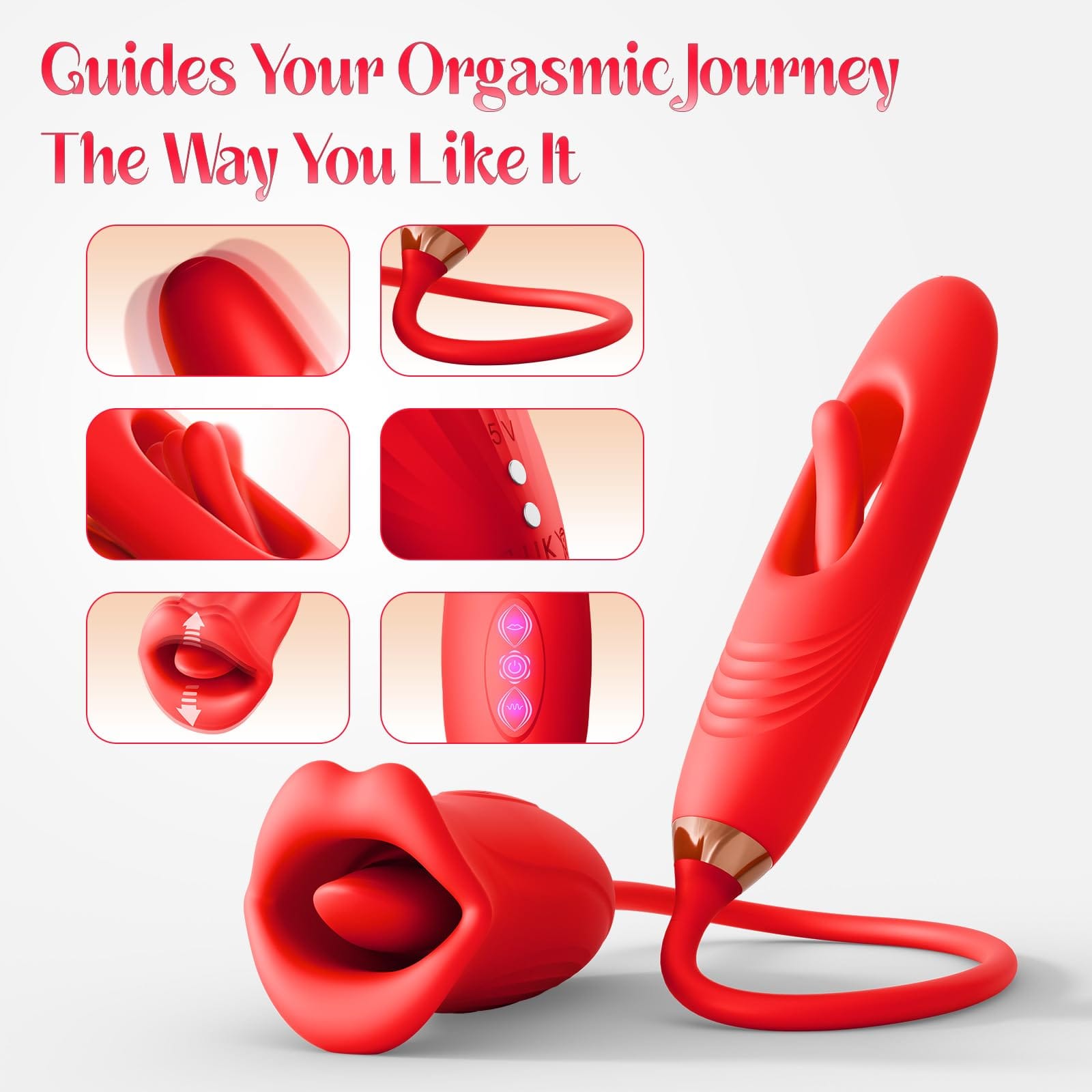 Aroselove - Rose Muncher Lip Tongue Suction Vibrator With Patting Dildo Vibrator - Aroselove