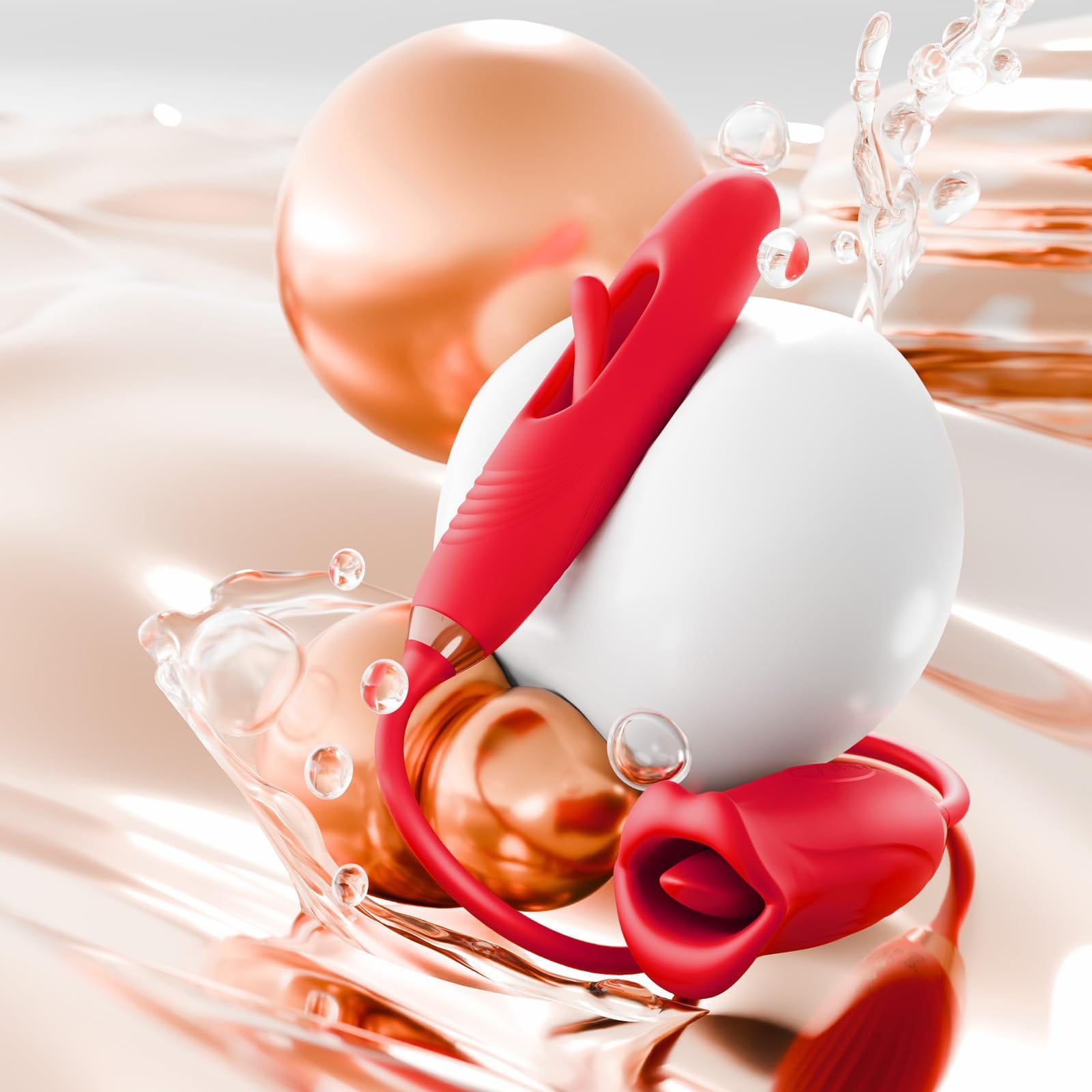 Aroselove - Rose Muncher Lip Tongue Suction Vibrator With Patting Dildo Vibrator - Aroselove