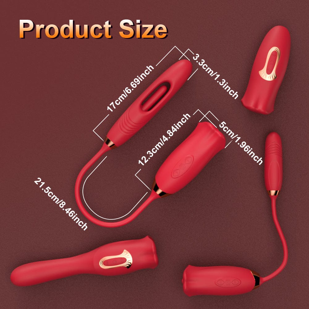Aroselove - Rose Muncher Lip Tongue Suction Vibrator With Patting Dildo Vibrator - Aroselove
