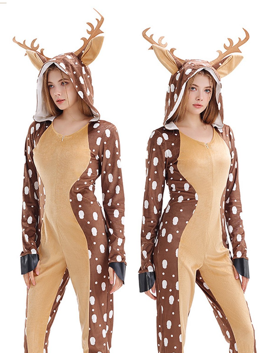 Furry Reindeer Onesie Pajamas