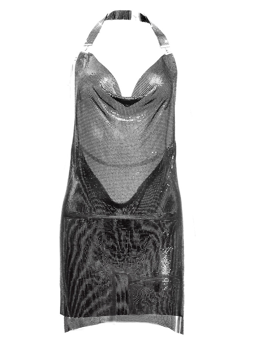Shiny Metallic Mini Dress