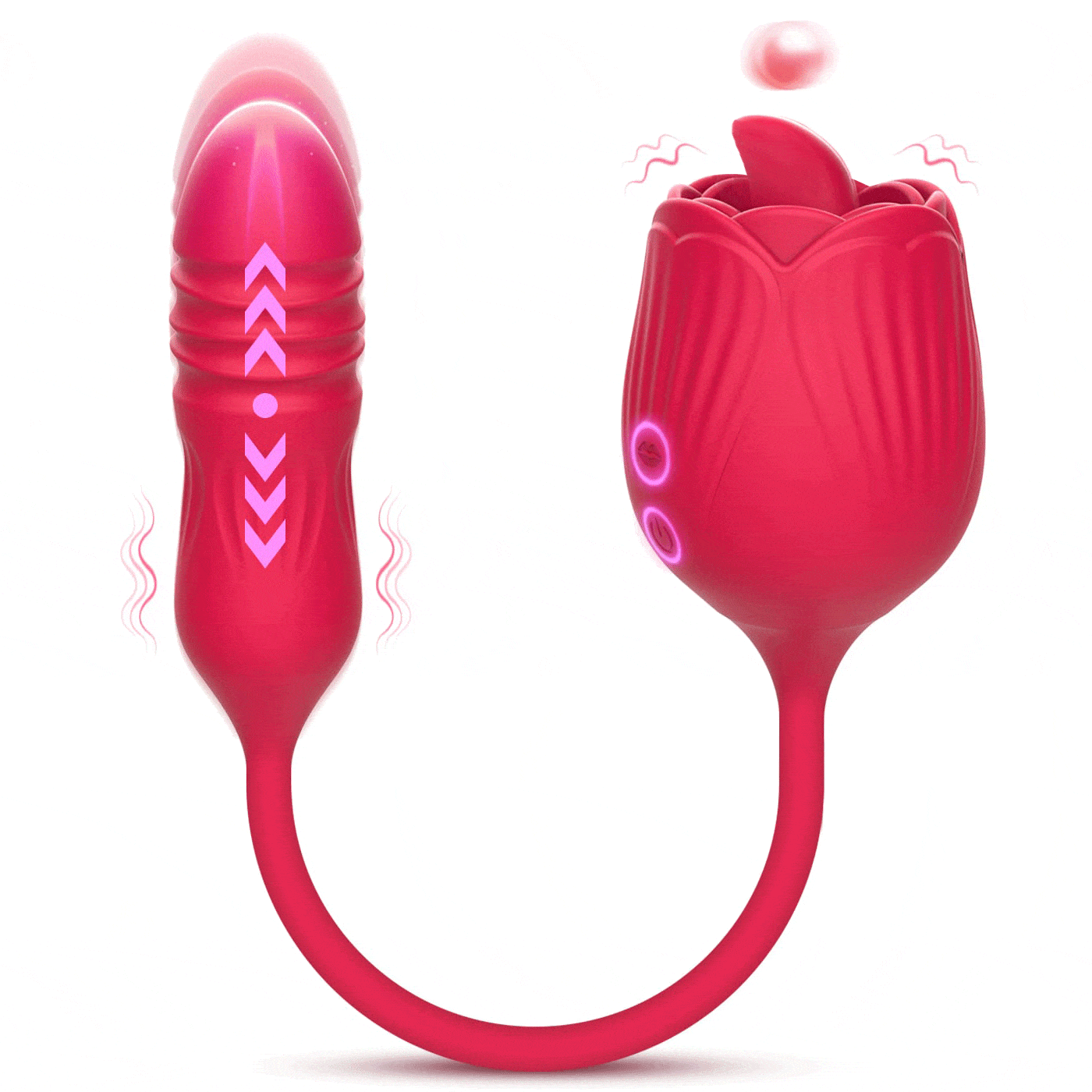 Aroselove - Rose Female Tongue Licking Egg Jumping Telescopic Masturbation Device Double-headed Vibrating Sex Toy - Aroselove