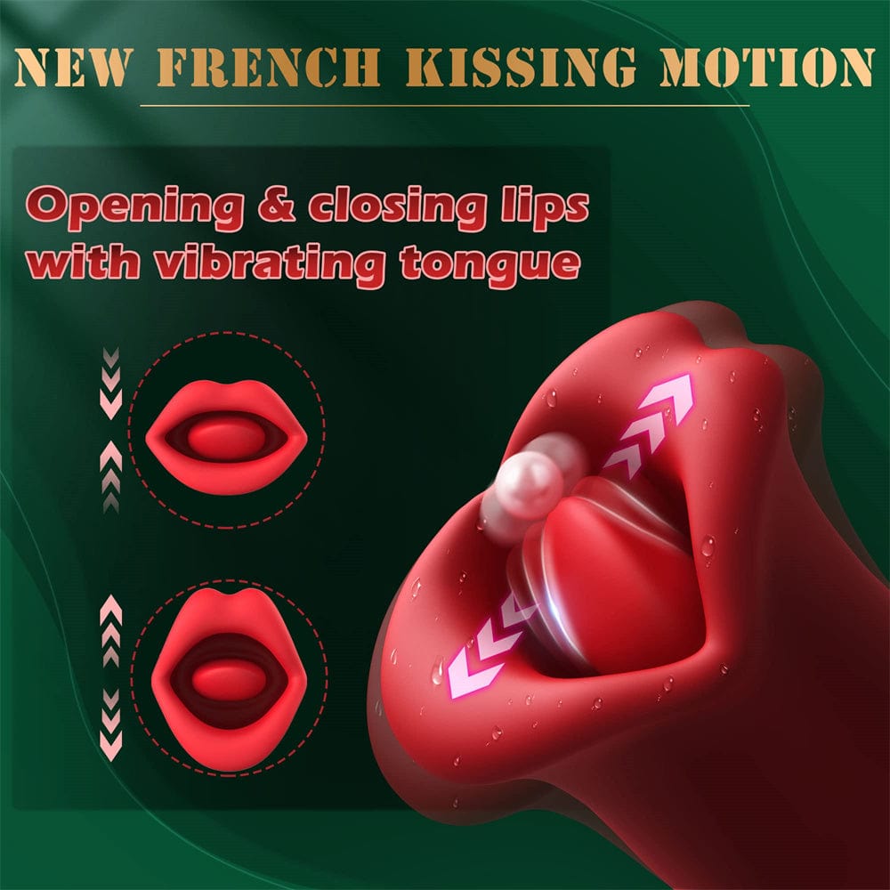 Aroselove - Rose Muncher Vibrator With Stick 10 Vibration Modes And 10 French Kissing Modes - Aroselove