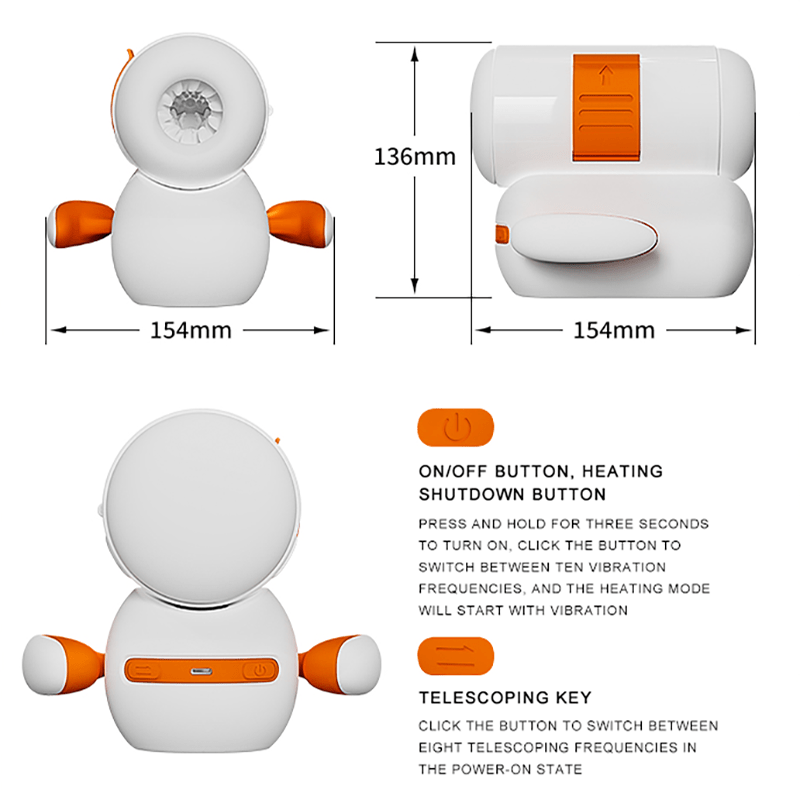Aroselove - USB Type-C Rechargeable Male Masturbator with Heating Function and 7-Frequency Telescopic Movements - Aroselove