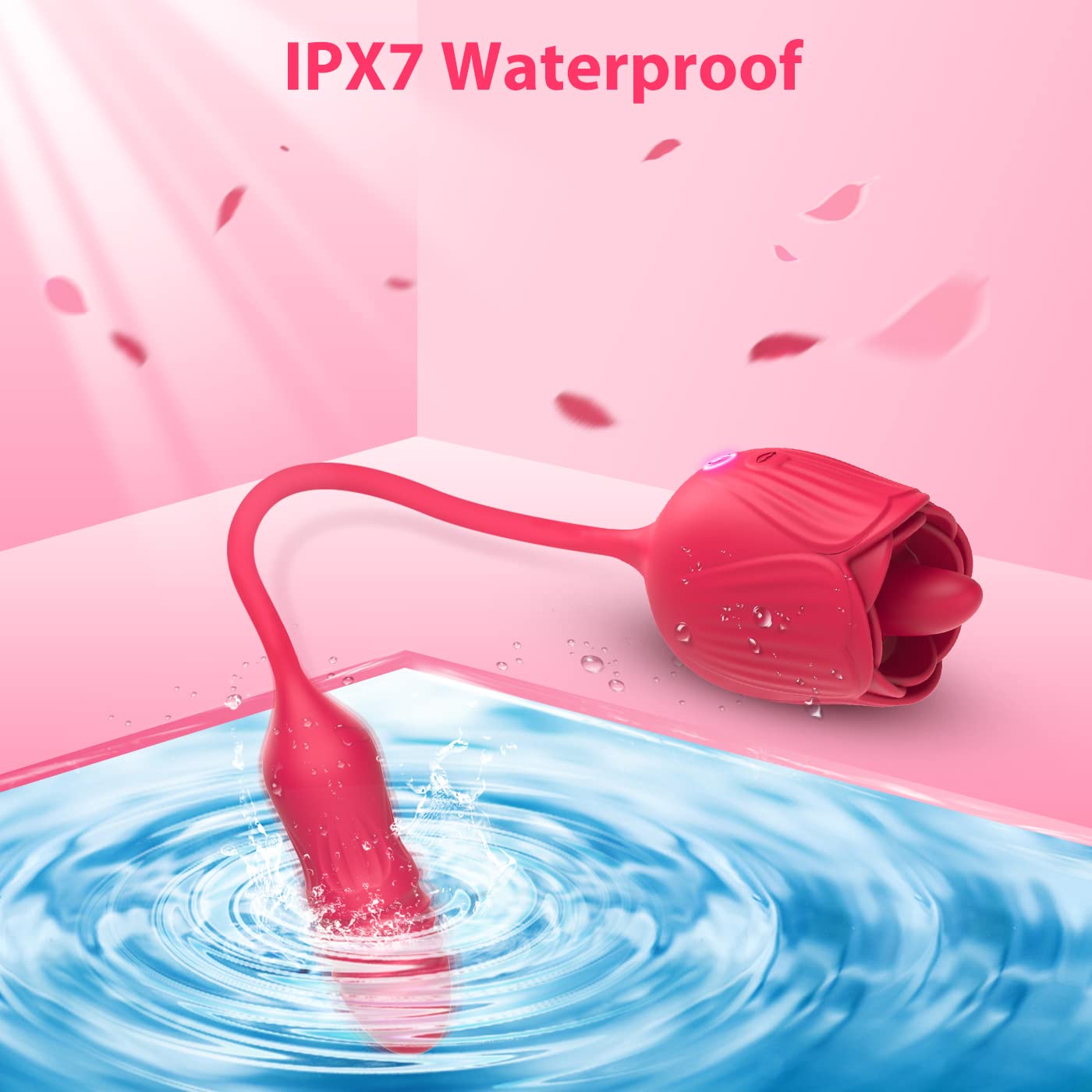 Aroselove - Rose Female Tongue Licking Egg Jumping Telescopic Masturbation Device Double-headed Vibrating Sex Toy - Aroselove