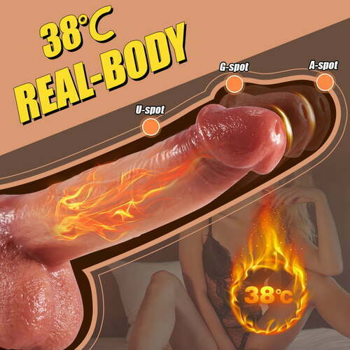 Aroselove - 9 Vibrating 3 Thrusting & Swing Intelligent Heating Realistic Dildo Vibrator 6.3 Inch - Aroselove
