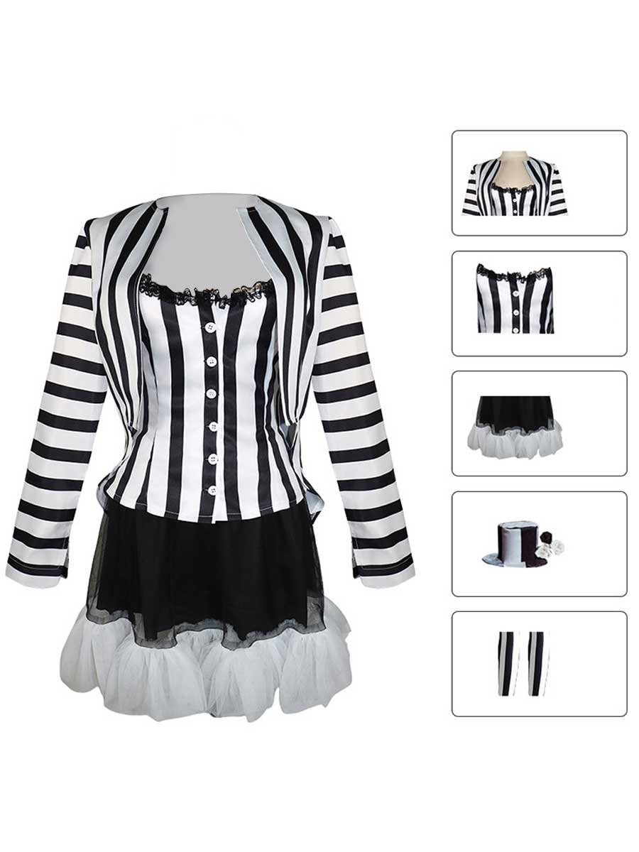 Women's Striped Ghost Costume