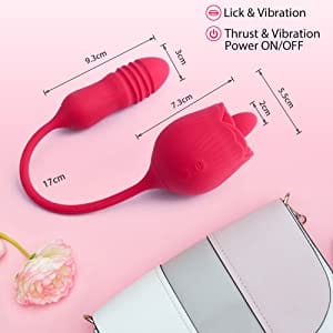 Aroselove - Rose Female Tongue Licking Egg Jumping Telescopic Masturbation Device Double-headed Vibrating Sex Toy - Aroselove