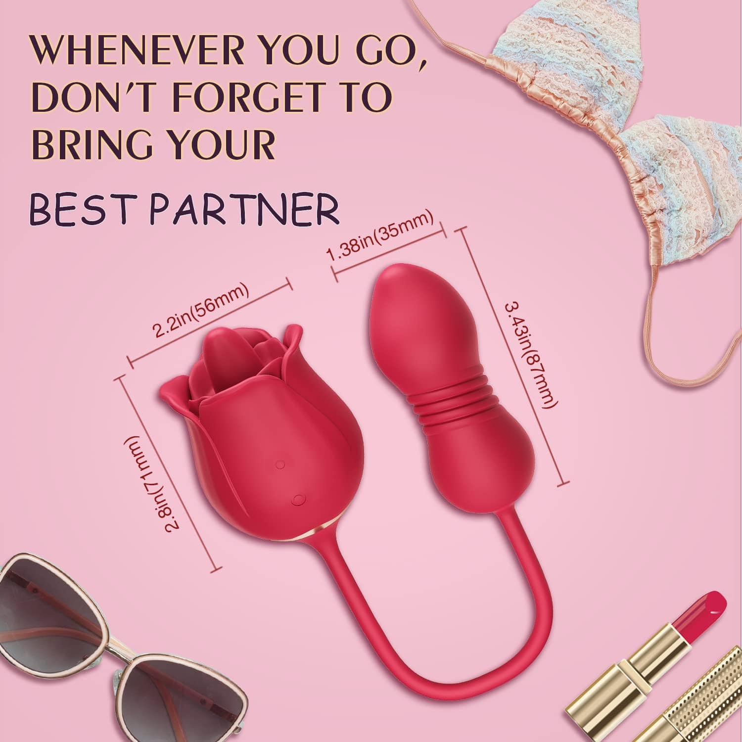 Aroselove - Rose Toy Vibrator Female Telescopic Egg Jumping Tongue Licker Sex Toys - Aroselove