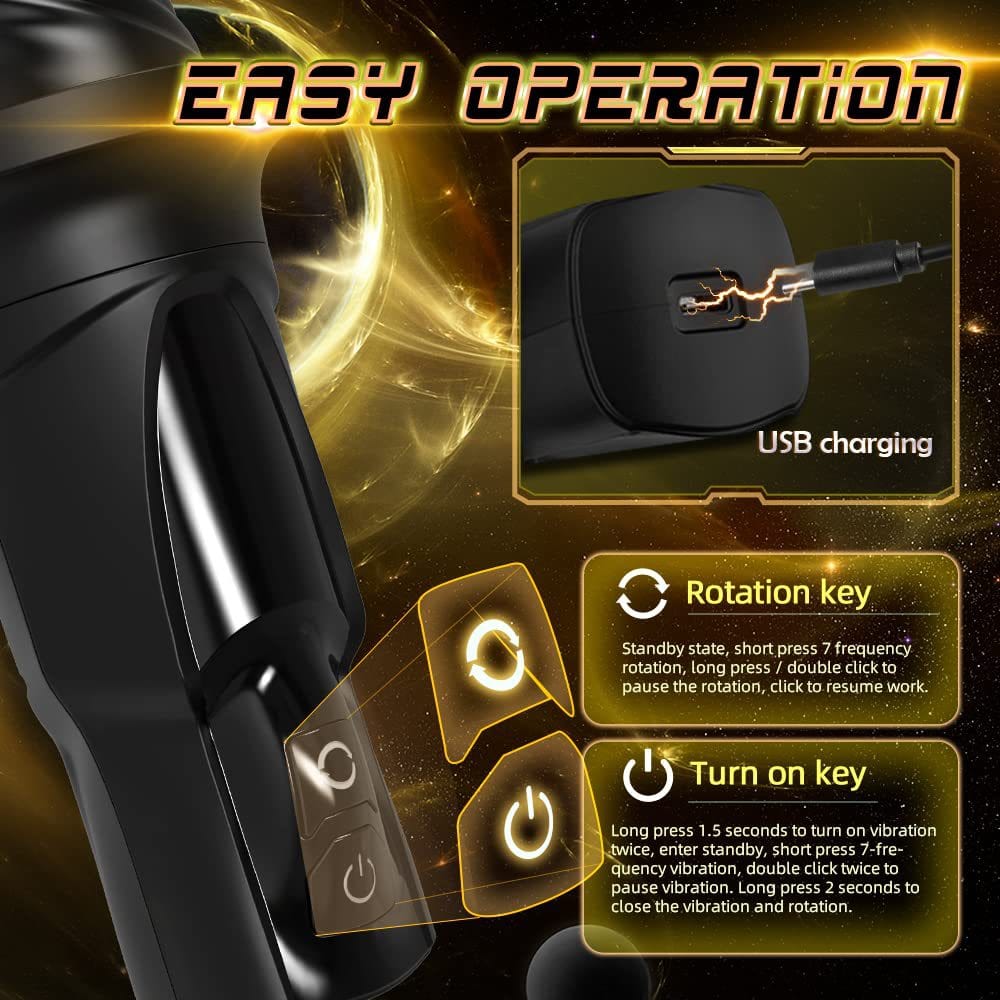 Aroselove - Gawk Gawk Black (With Cover) Tivino Rotating Vibration Male Masturbation Cup - Aroselove