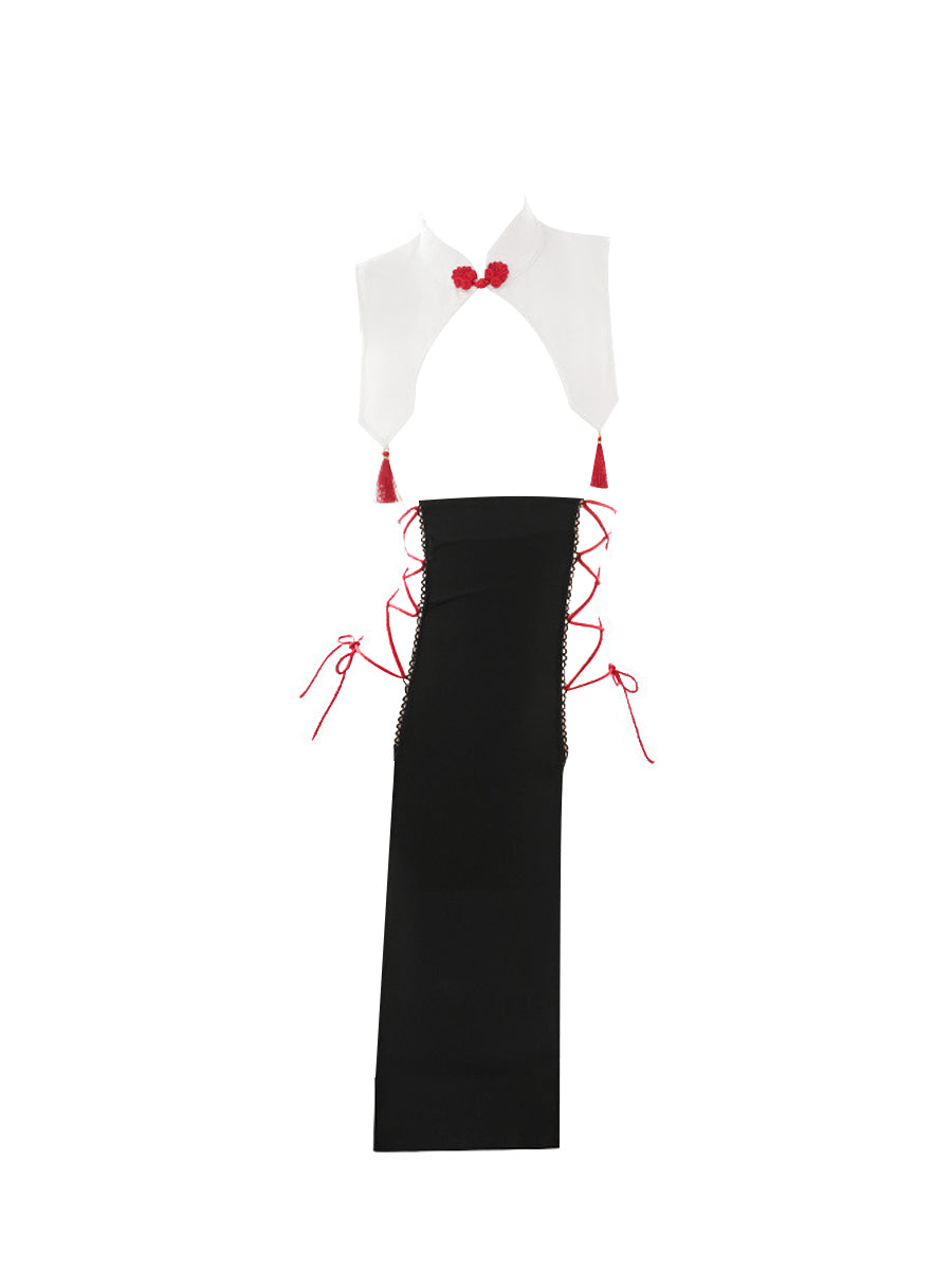 Lace Up Cupless Cheongsam Outfit