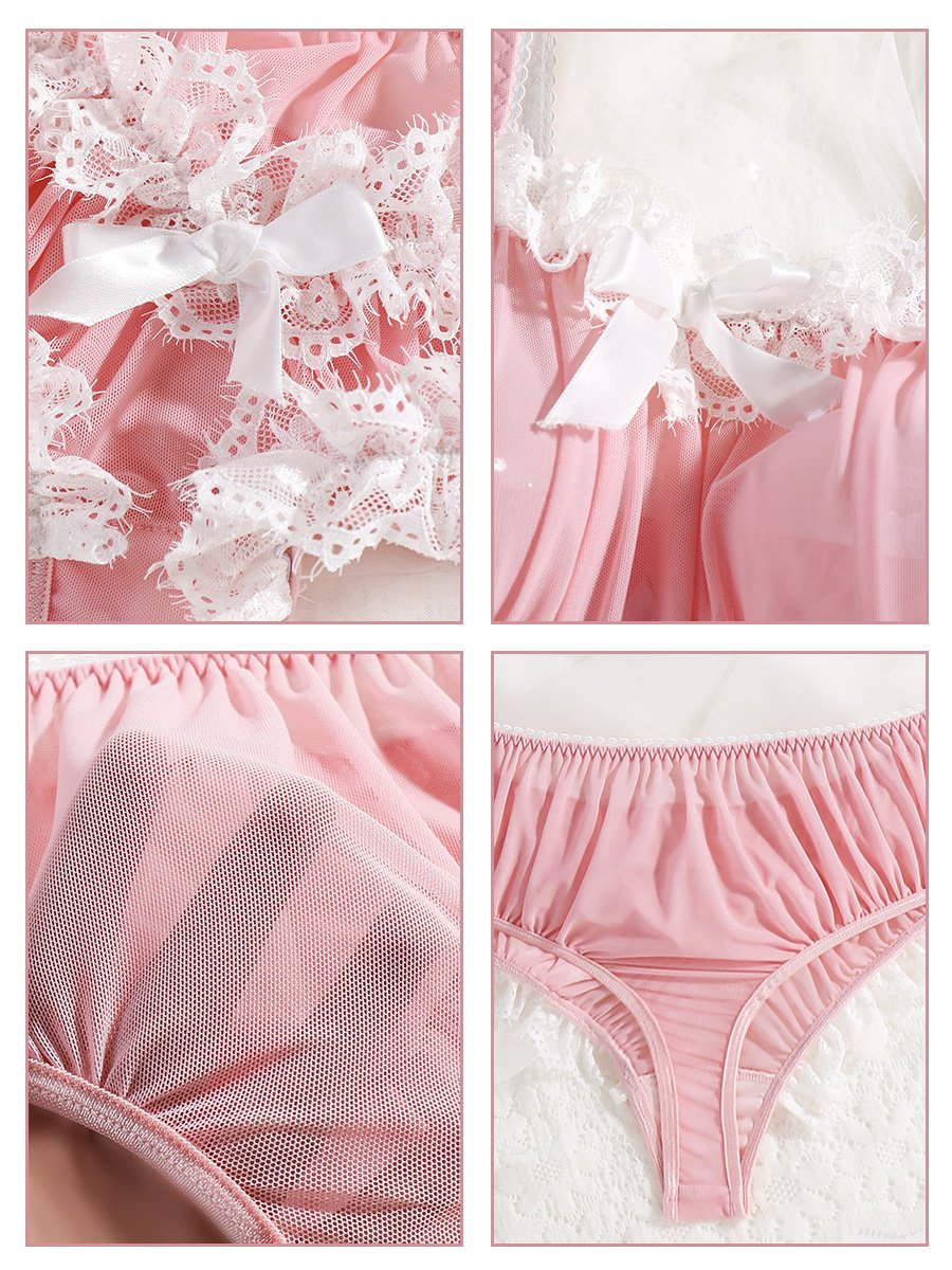 Pink Lace Bandeau Style Top and Panty