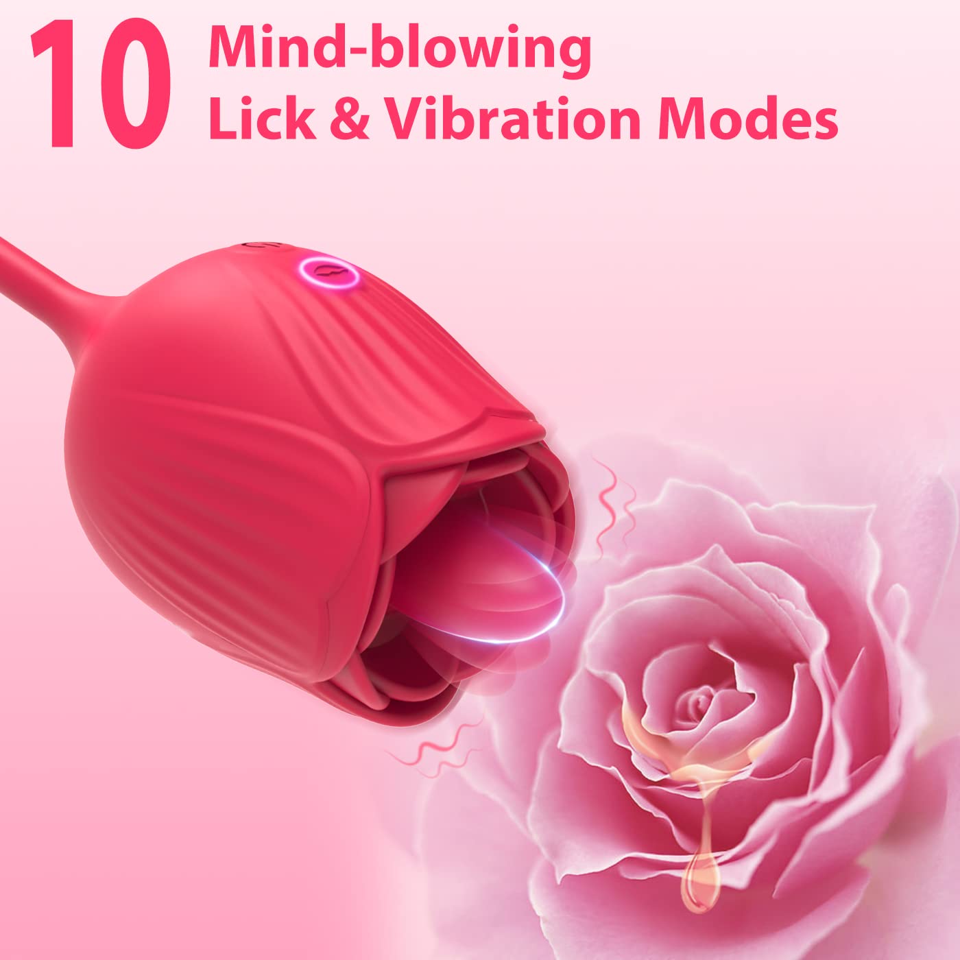 Aroselove - Rose Female Tongue Licking Egg Jumping Telescopic Masturbation Device Double-headed Vibrating Sex Toy - Aroselove