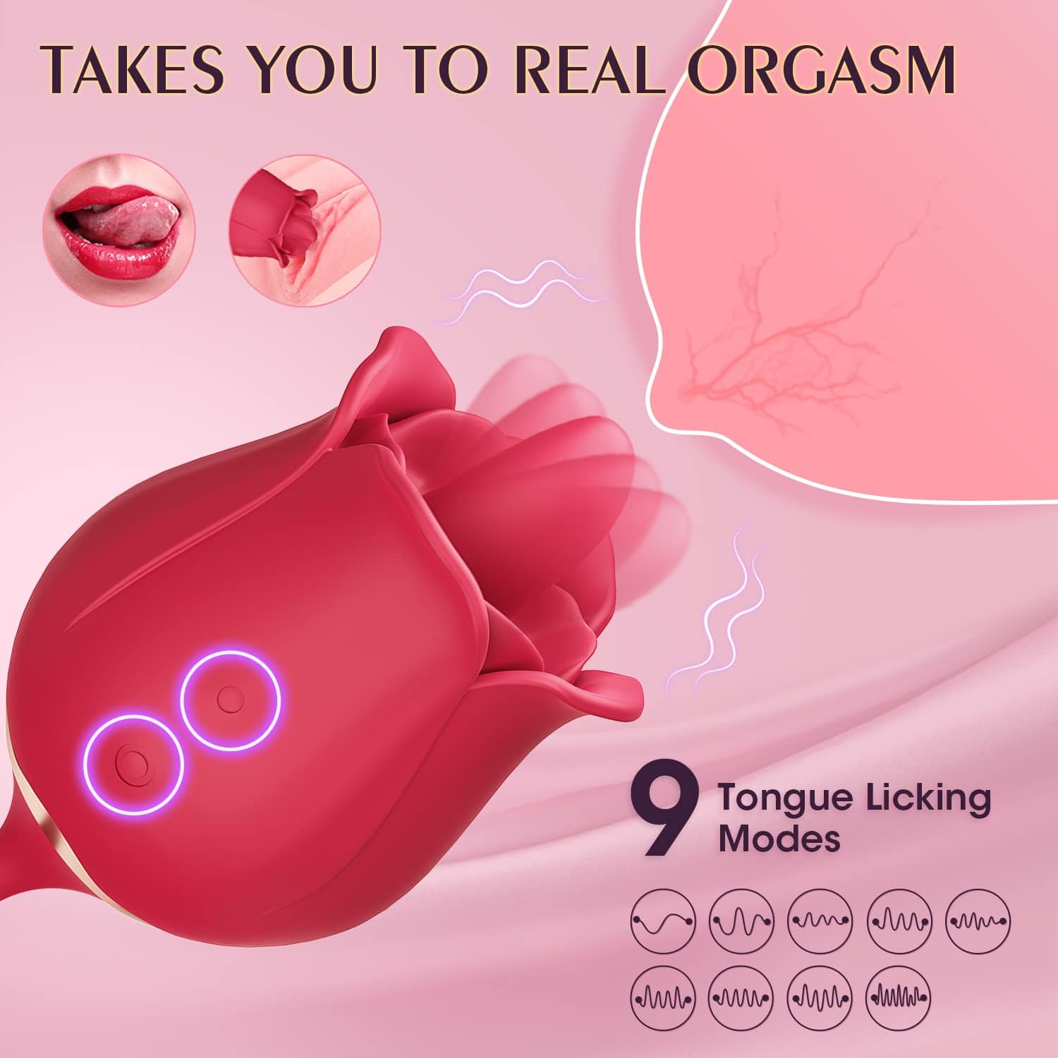 Aroselove - Rose Toy Vibrator Female Telescopic Egg Jumping Tongue Licker Sex Toys - Aroselove