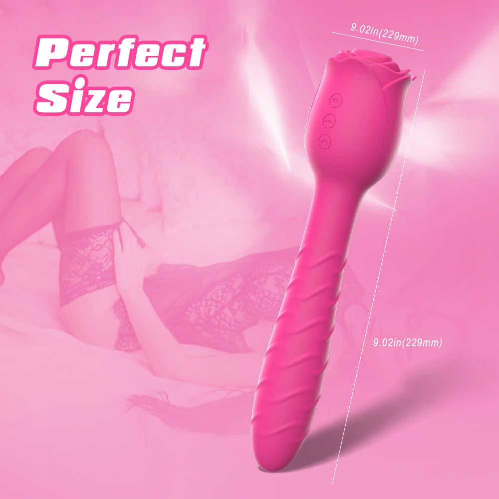 Aroselove - D3621 Scarlet 3-in-1 Telescopic Sucking And Shocking Handle Rose Vibrator - Aroselove