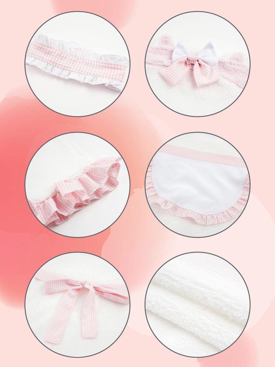 White Furry Cat Strapless Mini Dress