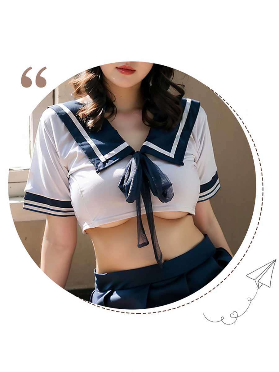 Anime Sailor Crop Top and Skirt Set