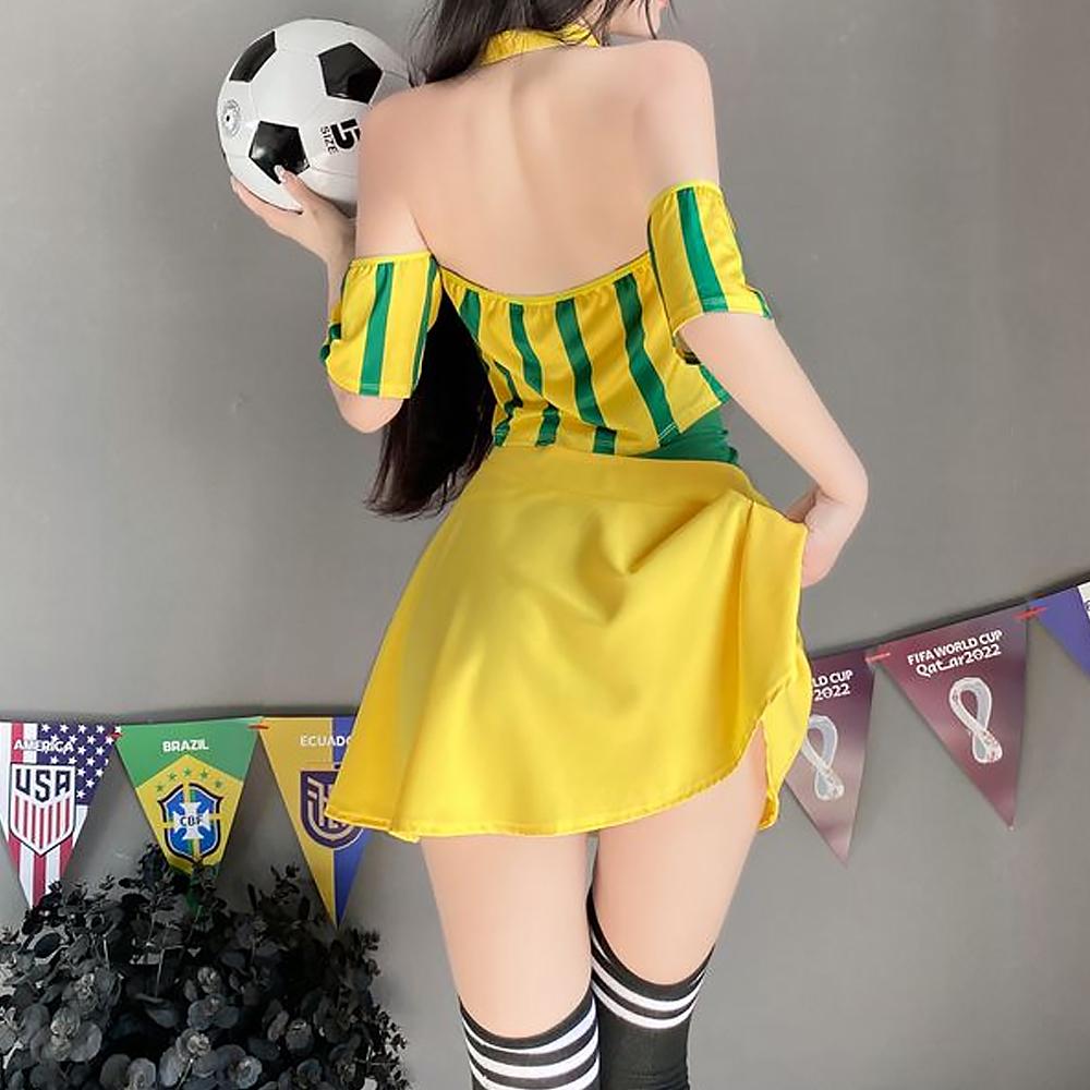 Sexy Cheerleader Costume Lace Up V Neck Football Girl Cosplay Outfit for Adult