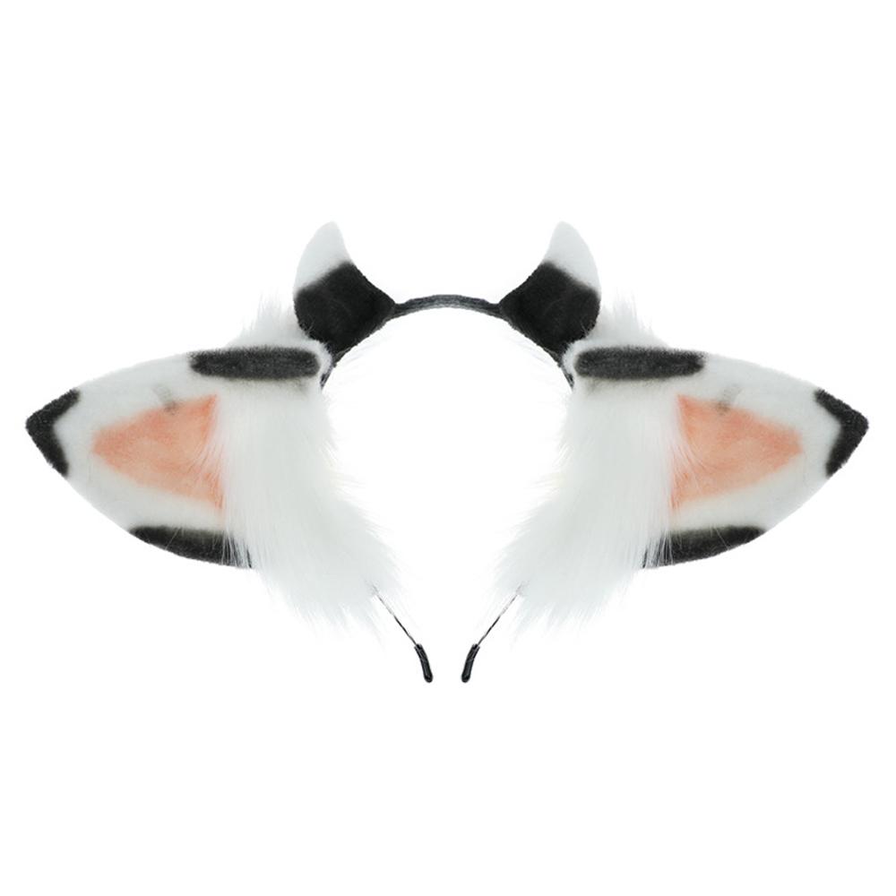 Furry Cow Ears Headwear Cartoon Animal Headband Lolita Cosplay Costume