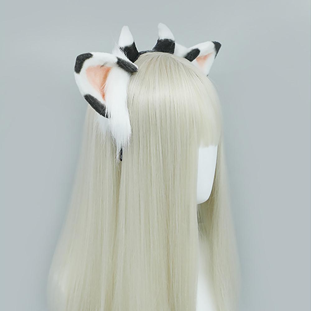 Furry Cow Ears Headwear Cartoon Animal Headband Lolita Cosplay Costume